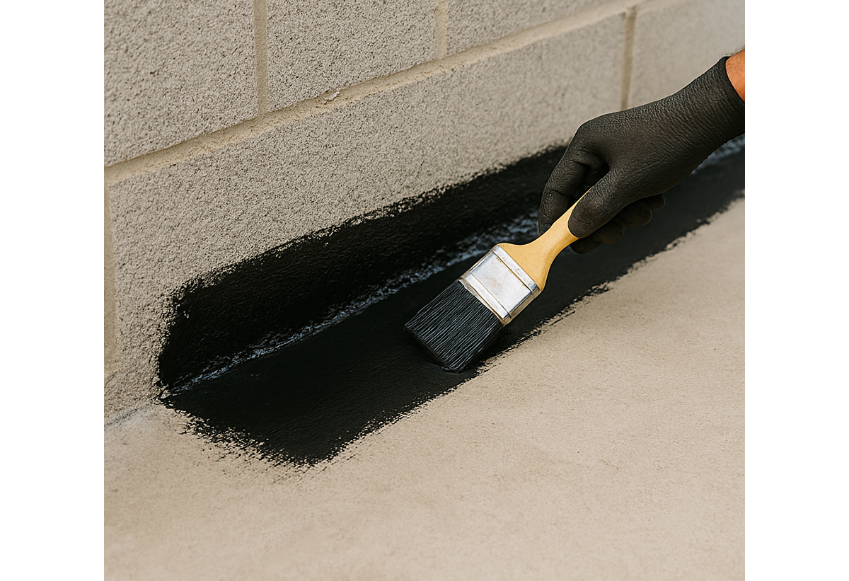 Απεικονίζεται η τοποθέτηση του στεγανωτικού με τη χρήση πινέλου.